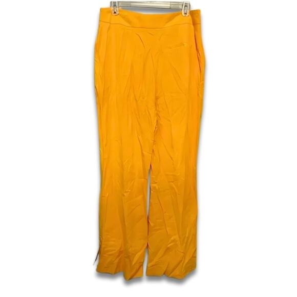 ASOS Wide Leg Pants High Rise Side Pockets Linen Blend Orange Women's US 10 NWT - Picture 4 of 11